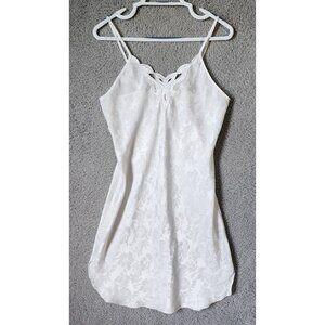 Erika Taylor Women's Sleeveless Cutout V Neck Satin Nightgown White Floral Sz M